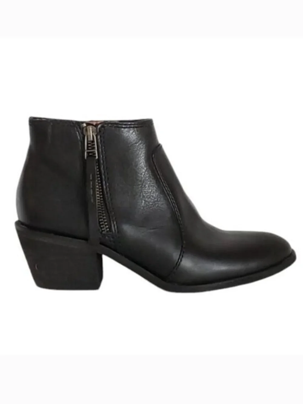 Madewell‎ Black Leather Janice Zip Ankle Boots- Size 6